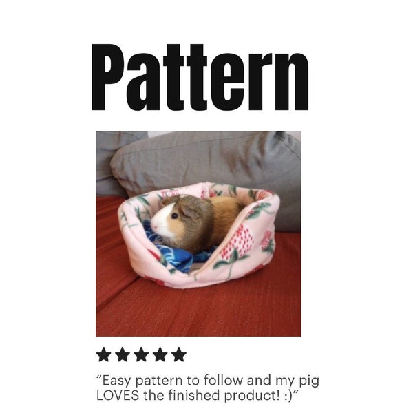 PATTERN - Tutorial - Animal Bed (2 sizes) - Instant download - Sewing - Minky - Fleece - Guinea Pig - Small animal Bed - Tea Cup