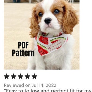 PDF PATTERN/Tutorial Pet Bandana - x5 sizes - Instant Download - PDF - Dog, Cat Animal Kerchief, Bandana Scarf