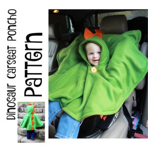 Dinosaur Carseat Poncho - PDF Tutorial/Pattern - Instant download- Dragon - Dinosaur - Carseat - Baby/Toddler/Youth S/Youth M/Youth L/Adult