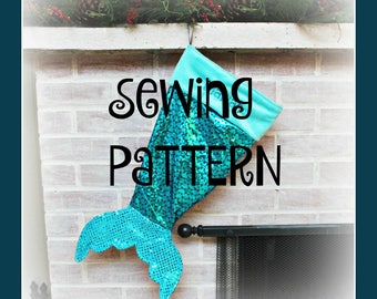PATTERN -  Mermaid Christmas Stocking - PDF - Mermaid Tail - Tutorial - Christmas -