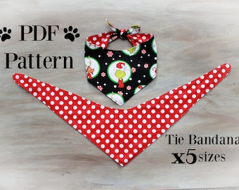 PDF PATTERN/Tutorial Dog Bandana -Now with 5 sizes! Instant Download - PDF - Pet Bandana Sewing Pattern - Dog Bandana - Cat Bandana - Easy