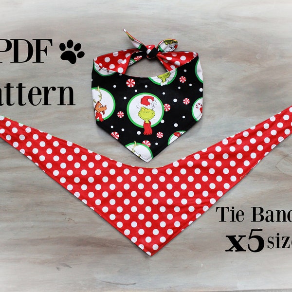 PDF PATTERN/Tutorial Dog Bandana -Now with 5 sizes! Instant Download - PDF - Pet Bandana Sewing Pattern - Dog Bandana - Cat Bandana - Easy