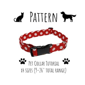 Adjustable Collar PDF PATTERN/Tutorial - Instant Download - DIY - Cat/Dog Collar - Adjustable length - x4 sizes included.