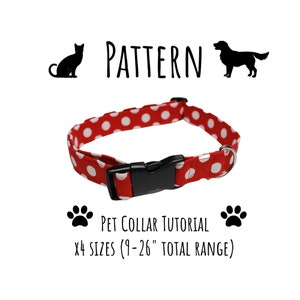 Adjustable Collar PDF PATTERN/Tutorial - Instant Download - DIY - Cat/Dog Collar - Adjustable length - x4 sizes included.