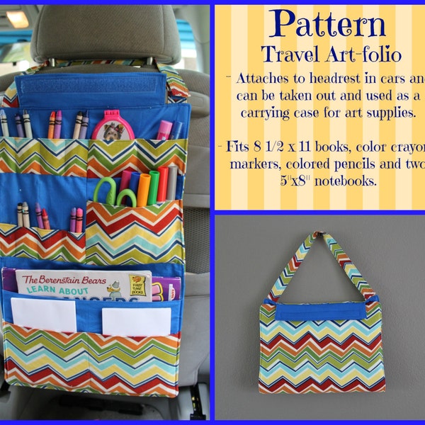 TUTORIAL  - Travel Art-Folio - Crayon/ Coloring Book Holder - Kids Crafts Portfolio - INSTANT DOWNLOAD - Pattern