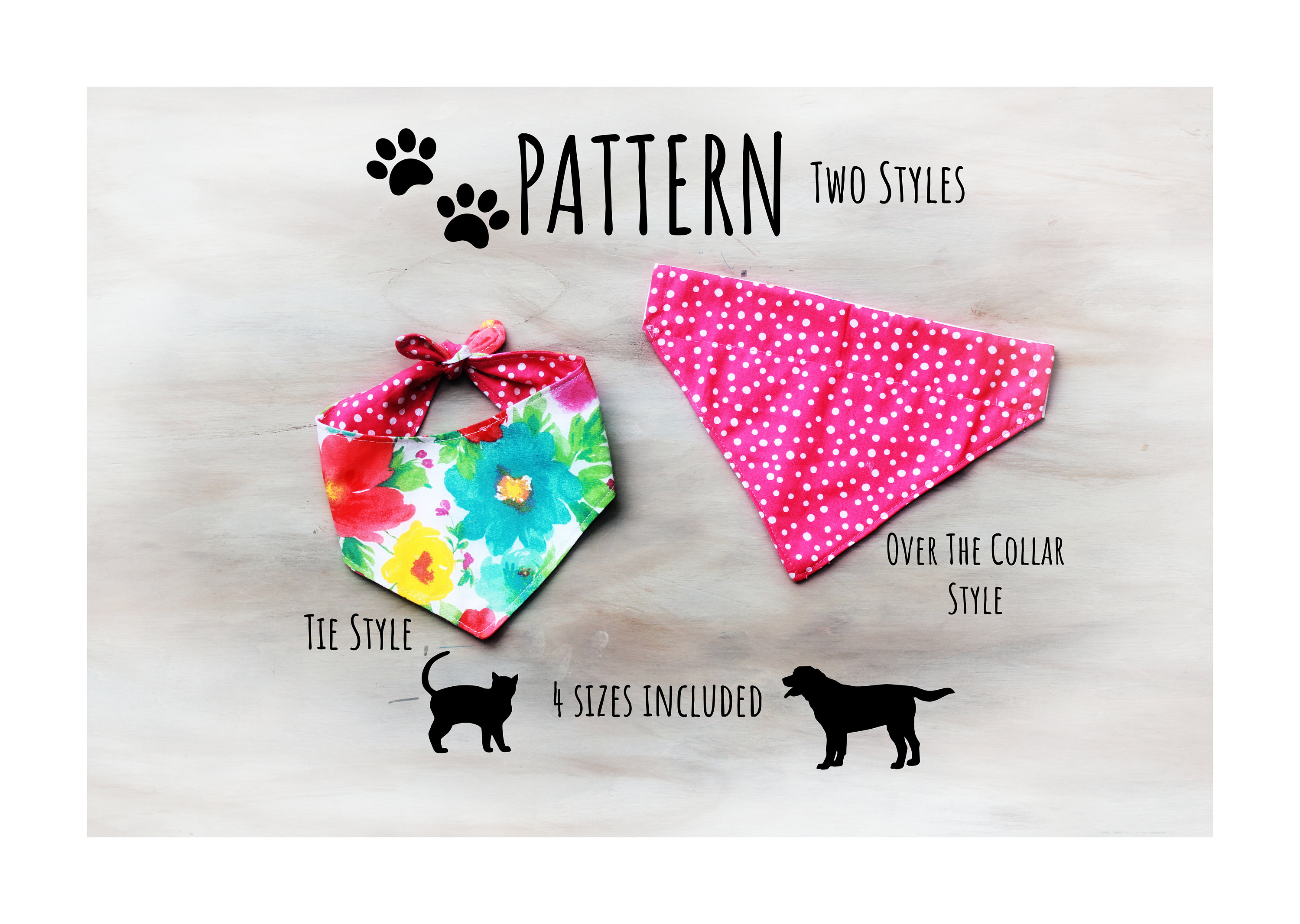 Two Styles Bandana PDF Pattern/tutorial Reversible Over the - Etsy