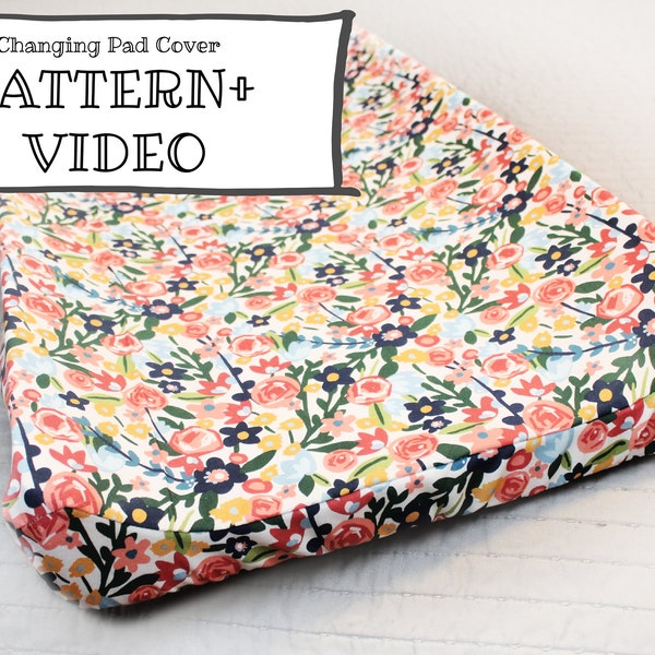 PDF PATTERN + VIDEO  with Templates: Contoured Changing Pad Cover - Instant Download - Baby changing pad cover pattern - diy -