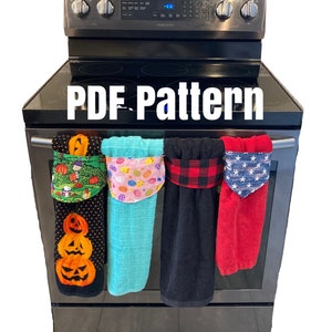 PDF PATTERN - Stay Put Kitchen Towels - Three Styles (rectangle, curved and bandana) - Instant Download - DIY