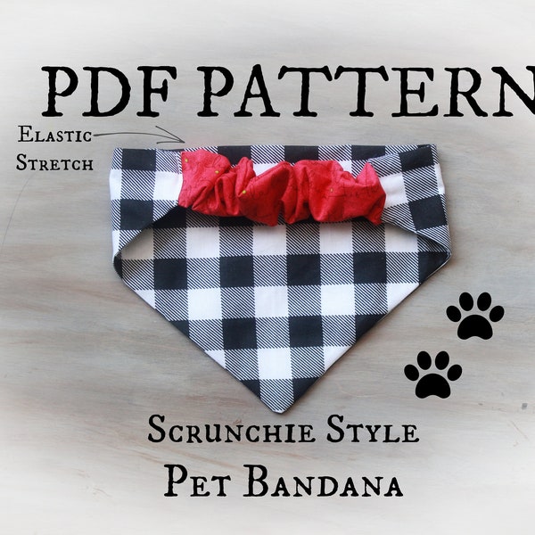 PDF PATTERN Elastic Scrunchie Style Dog Bandana Tutorial + Templates - Instant Download - PDF