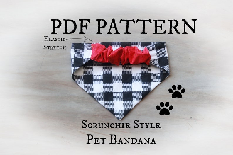 PDF PATTERN Elastic Scrunchie Style Dog Bandana Tutorial Etsy
