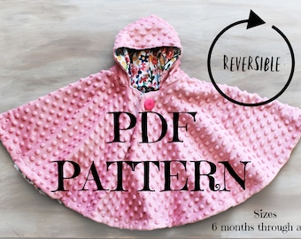 Reversible Poncho PDF PATTERN + Video Tutorial DIY-Carseat Poncho - Instant download - Poncho - Toddler - Carseat Poncho - Carseat Canopy