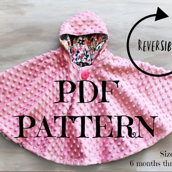 Reversible Poncho PDF PATTERN + Video Tutorial DIY-Carseat Poncho - Instant download - Poncho - Toddler - Carseat Poncho - Carseat Canopy