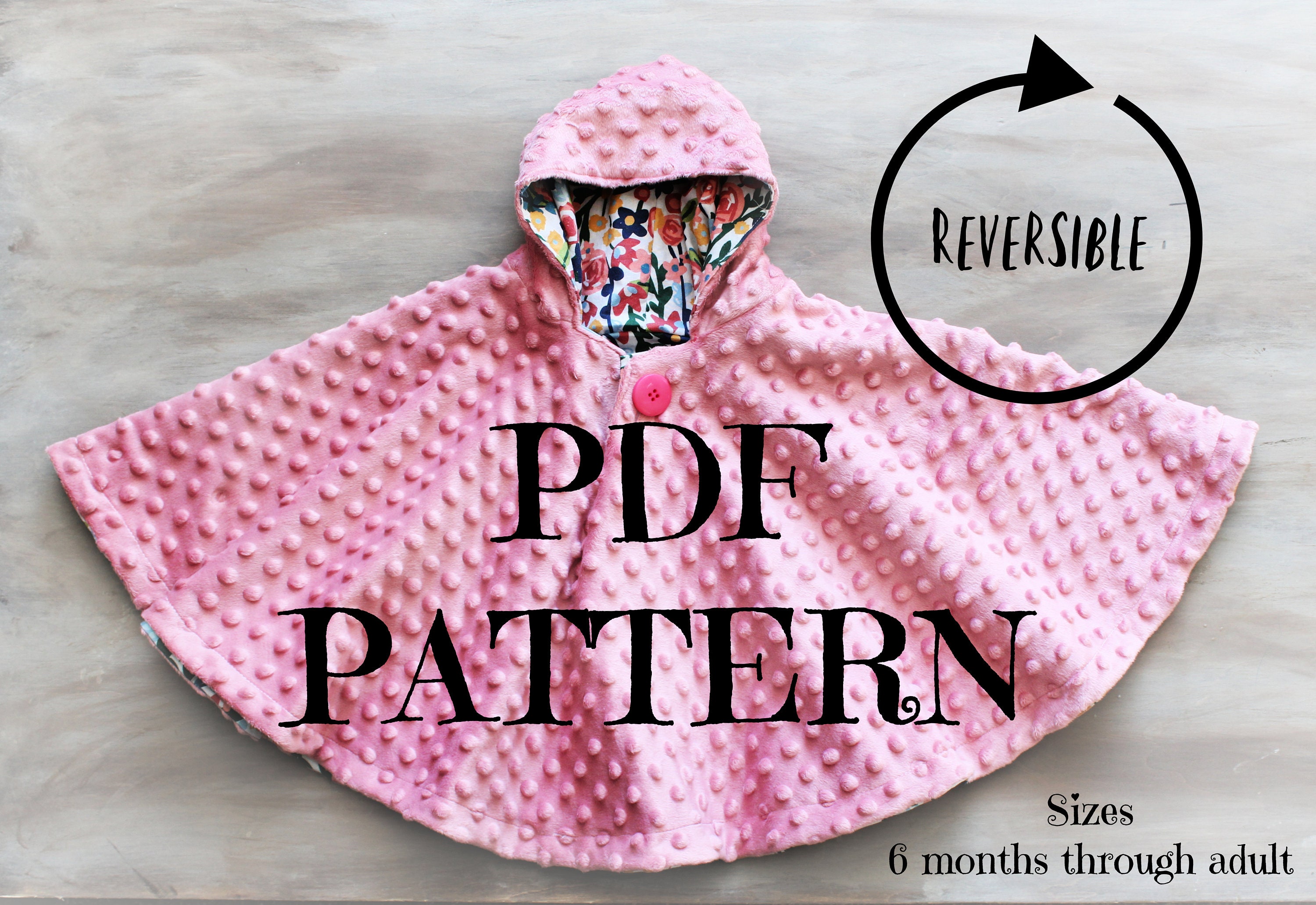 Reversible Poncho PDF PATTERN + Video Tutorial DIY-Carseat Poncho - Instant download - Poncho - Toddler - Carseat Poncho - Carseat Canopy