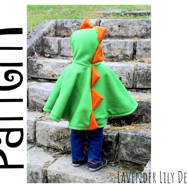 Dino Poncho - 5 sizes- PDF PATTERN - Instant download - Poncho -Dragon - Dinosaur - Carseat - Baby/Toddler/Youth S/Youth M/Youth L/Adult