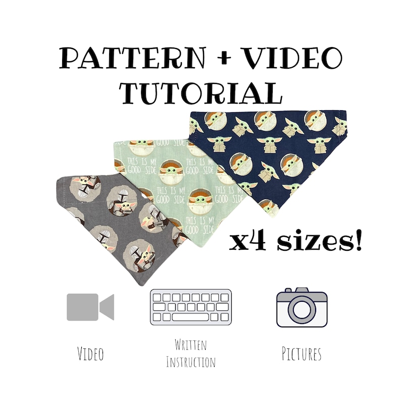 PDF Pattern/tutorial Over the Collar Dog Bandana x 4 Sizes Etsy
