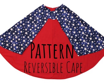 Reversible Cape PDF PATTERN/Tutorial DIY - Video- Instant download - Poncho - Toddler Sizes, Youth Small, Med & Large. Easily modifiable.