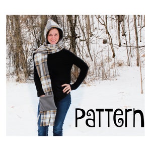 PDF PATTERN -Hooded Scarf - Sewing Pattern - Instant download - Toddler, Youth & Adult Sizes - PDF Tutorial/Pattern