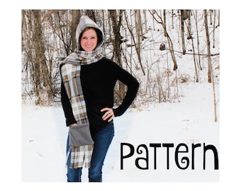 PDF PATTERN -Hooded Scarf - Sewing Pattern - Instant download - Toddler, Youth & Adult Sizes - PDF Tutorial/Pattern