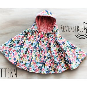 Reversible Poncho PDF PATTERN + Video Tutorial DIY-Carseat Poncho - Instant download - Poncho - Toddler - Carseat Poncho - Carseat Canopy