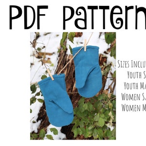 Fleece Mitten PDF Pattern- Instant download - 4 sizes (Women M/L, Women S/M, Youth M/L, Youth S
