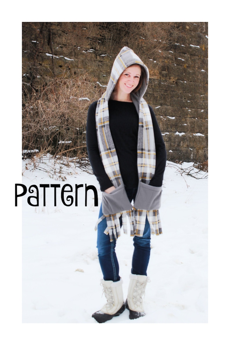 Hooded Scarf PDF PATTERN hooded Scarf With Pockets Sewing Etsy