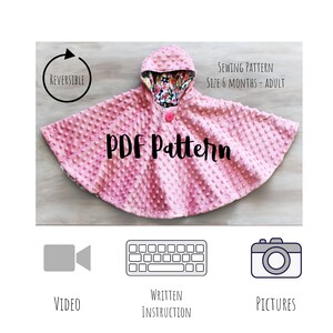 Reversible Poncho PDF PATTERN + Video Tutorial DIY-Carseat Poncho - Instant download - Poncho - Toddler - Carseat Poncho - Carseat Canopy