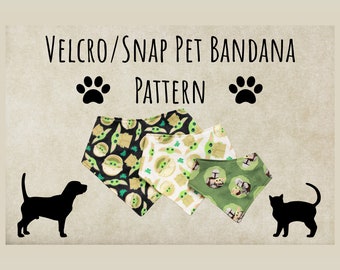 PDF PATTERN/Tutorial Snap Closure Pet Bandana - x6 sizes - Instant Download - PDF- Video Tutorial