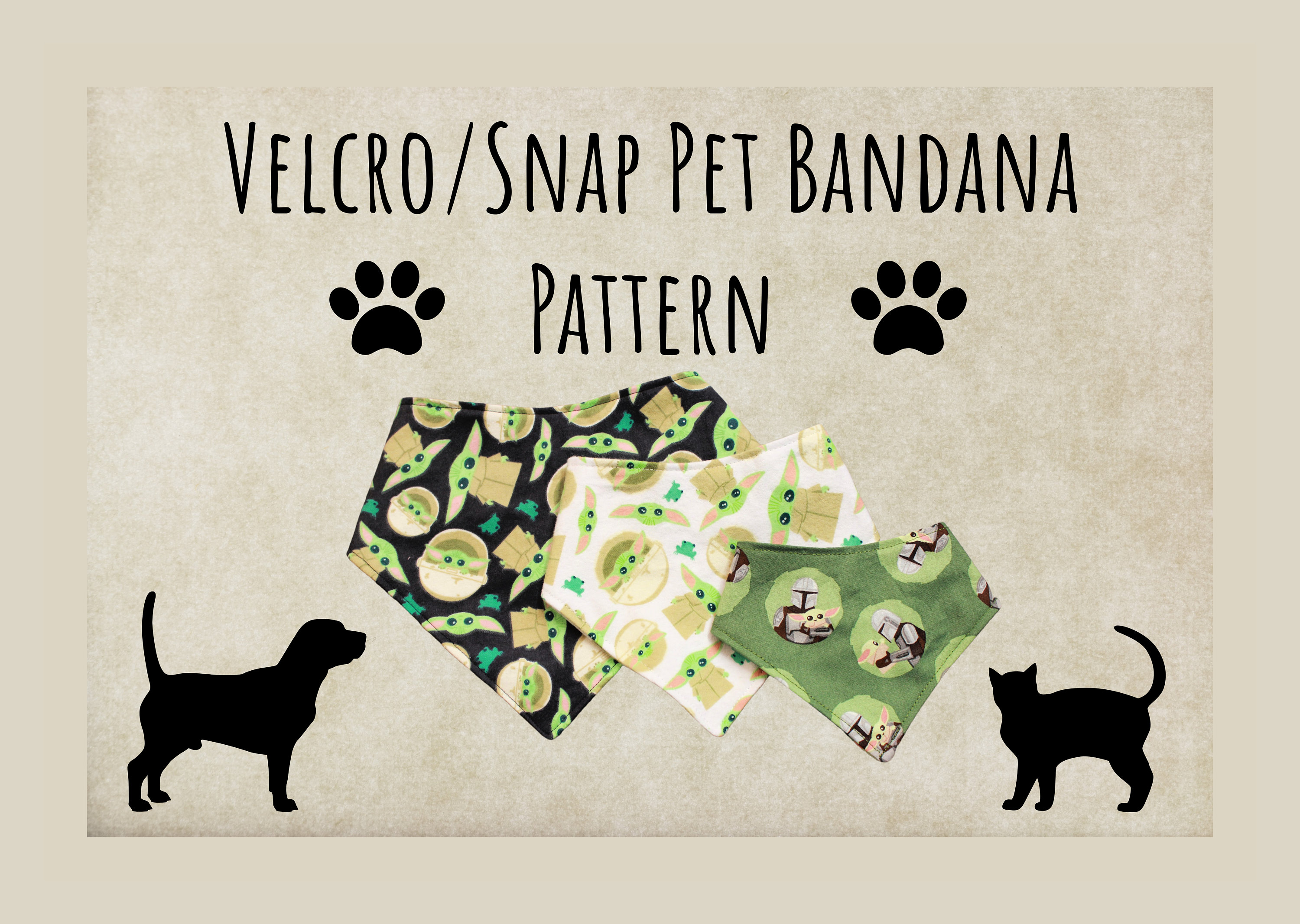 Dog bandana top pattern with velcro