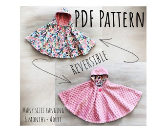 Reversible PDF PATTERN/Tutorial Reversible Poncho -Cape- Instant download - Poncho - Toddler - Youth- Adult -Carseat Poncho - Carseat Canopy