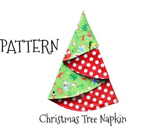 Napkin - Christmas Tree Dinner Napkin PDF PATTERN  - Fabric Napkins - DIY - Sewing Pattern Tutorial - Festive - Seasonal - Winter - Tree