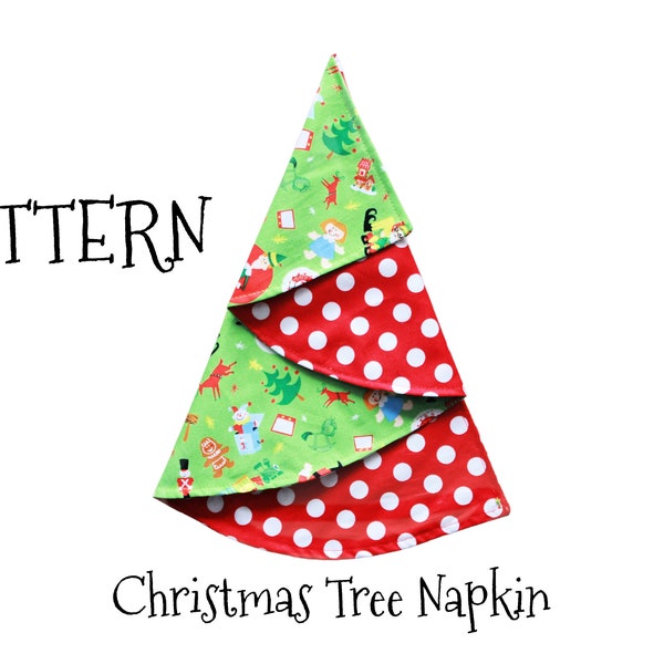 Napkin - Christmas Tree Dinner Napkin PDF PATTERN  - Fabric Napkins - DIY - Sewing Pattern Tutorial - Festive - Seasonal - Winter - Tree