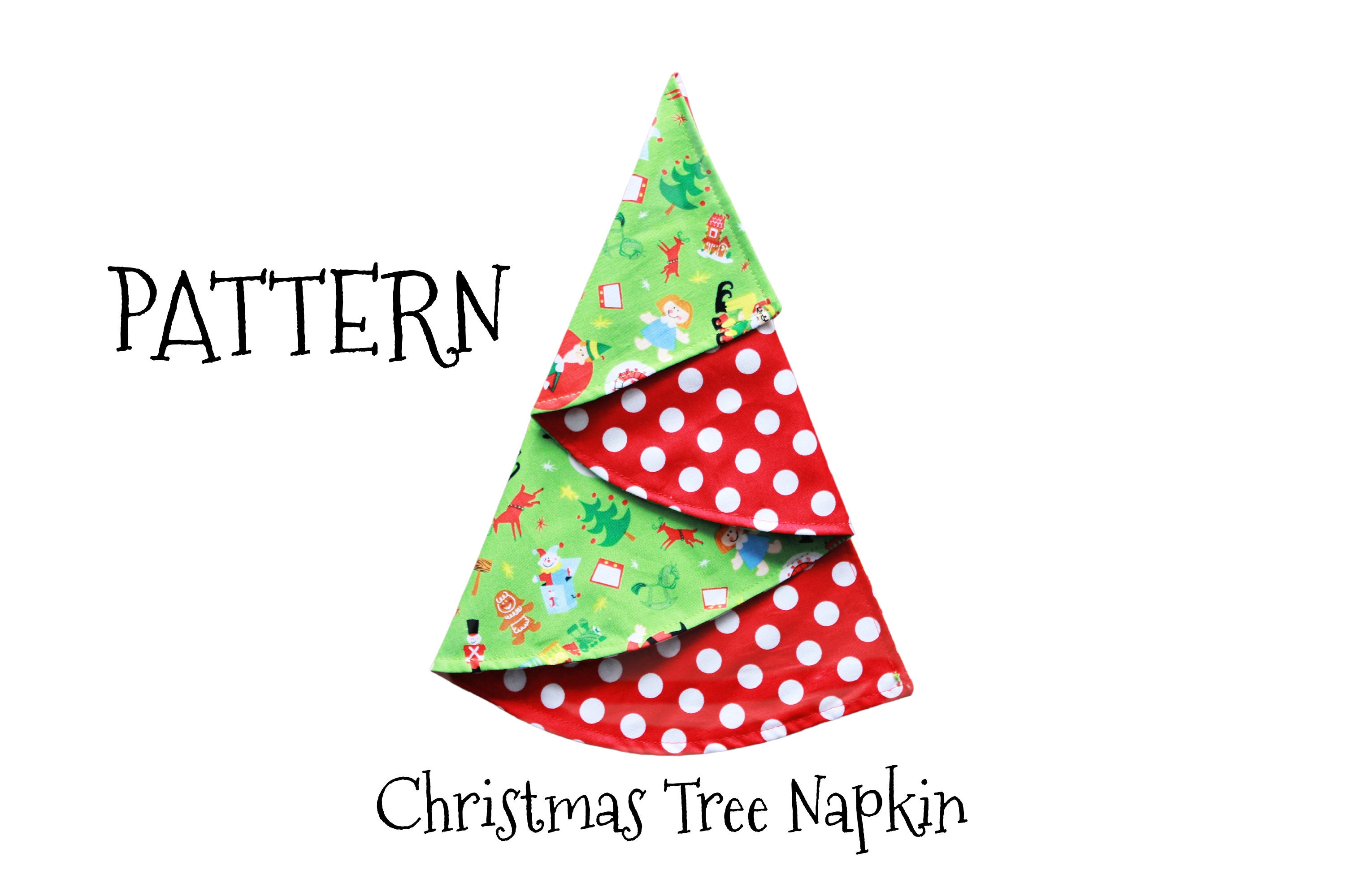 Napkin - Christmas Tree Dinner Napkin PDF PATTERN  - Fabric Napkins - DIY - Sewing Pattern Tutorial - Festive - Seasonal - Winter - Tree