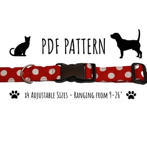 Adjustable Collar PDF PATTERN/Tutorial - Instant Download - DIY - Cat/Dog Collar - Adjustable length - x4 sizes included.