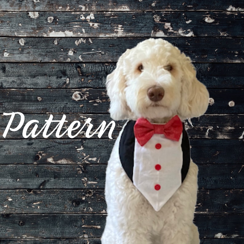 PDF PATTERN/Tutorial Bowtie Over the Collar dog Bandana Instant Download PDF 4 sizes included image 4