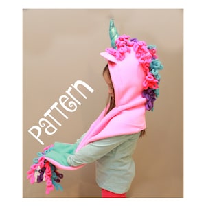 PDF PATTERN -Unicorn Hooded Scarf - Sewing Pattern - Instant download - Toddler and Youth Sizes - PDF Tutorial/Pattern