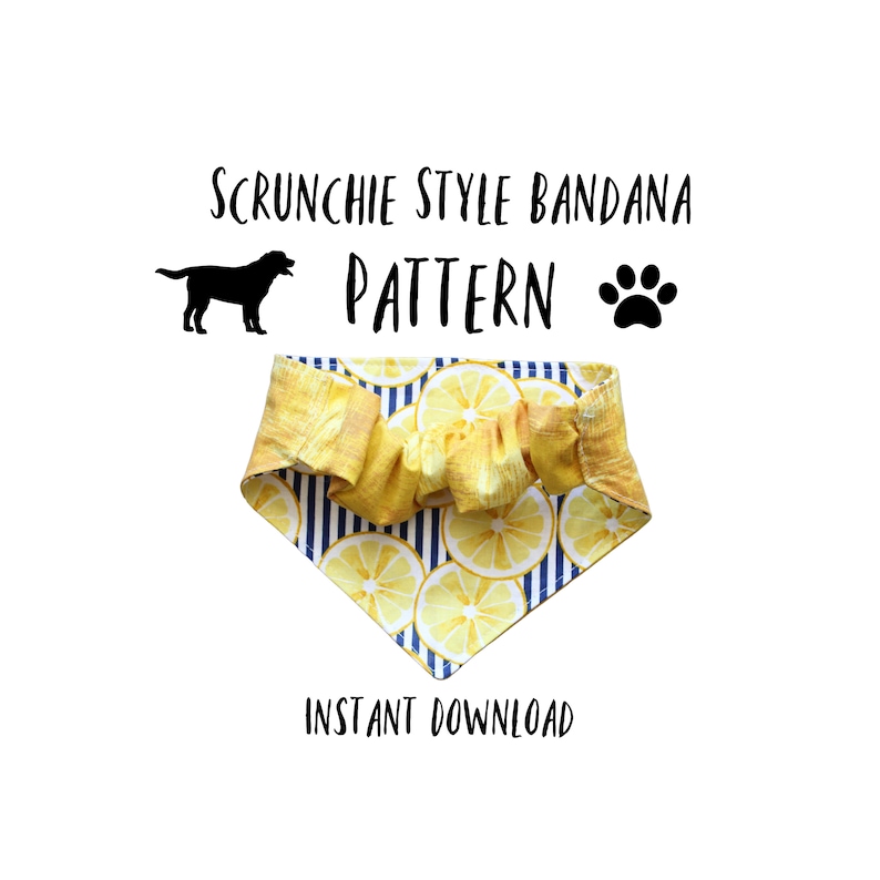 PDF PATTERN Scrunchie Style Dog Bandana Tutorial Templates Etsy