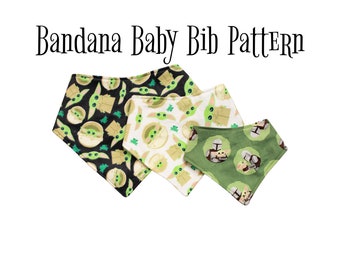 PDF PATTERN/Tutorial Baby Bib Bandana - x3 sizes - Instant Download - PDF