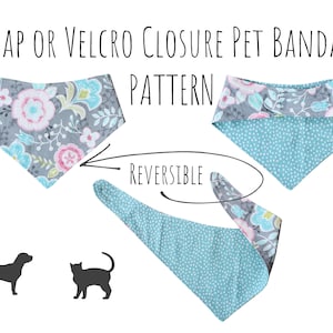 PDF PATTERN/Tutorial Snap or Velcro Closure Pet Bandana - x6 sizes - Instant Download - PDF - Video Tutorial
