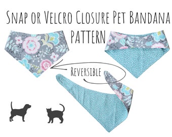 PDF PATTERN/Tutorial Snap or Velcro Closure Pet Bandana - x6 sizes - Instant Download - PDF - Video Tutorial