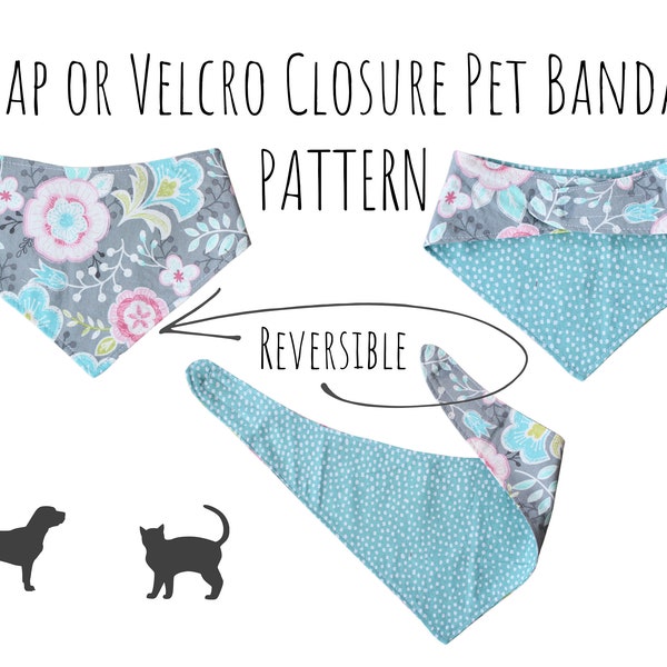 PDF PATTERN/Tutorial Snap or Velcro Closure Pet Bandana - x6 sizes - Instant Download - PDF - Video Tutorial