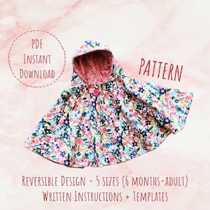 Reversible Poncho PDF PATTERN+ Video Tutorial DIY-Carseat Poncho - Instant download - Poncho - Toddler - Carseat Poncho - Carseat Canopy