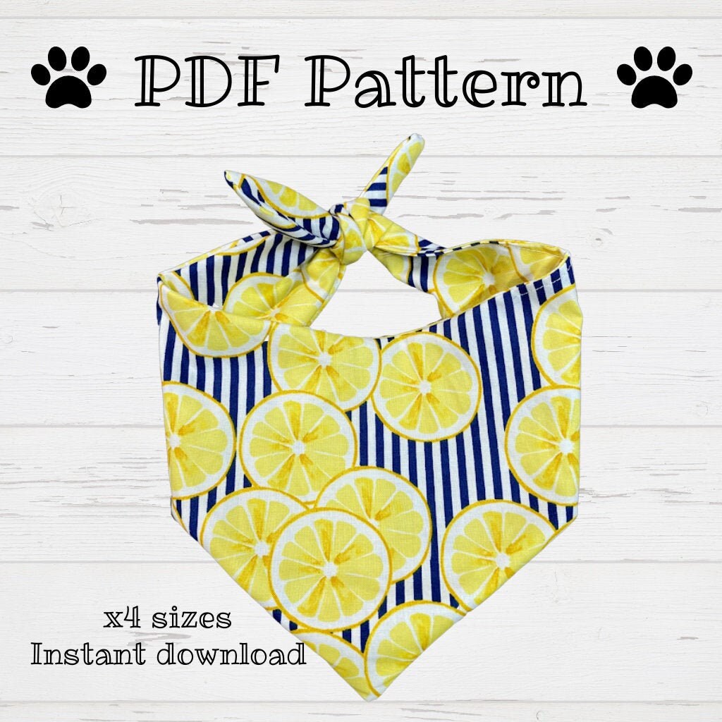 PDF PATTERN/Tutorial Dog Bandana - x5 sizes - Instant Download - PDF