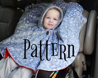 PDF PATTERN + video tutorial -Carseat Poncho - Instant download - Poncho - Toddler - Carseat Poncho - Carseat Canopy