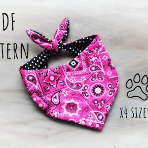 PDF PATTERN/Tutorial Dog Bandana - x5 sizes - Instant Download - PDF- curved neckline