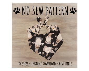 No Sew PDF PATTERN/Tutorial Dog Bandana - x4 sizes - Instant Download - PDF - Reversible