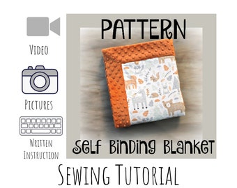 Self Binding Blanket Tutorial -INSTANT DOWNLOAD - DIY - sewing - baby blanket - minky edges - self bind