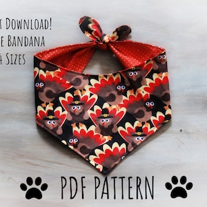 PDF PATTERN/Tutorial Dog Bandana - x5 sizes - Instant Download - Kerchief - Scarf - DIY - Prints at home!