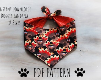 PDF PATTERN/Tutorial Dog Bandana - x5 sizes - Instant Download - Kerchief - Scarf - DIY - Prints at home!