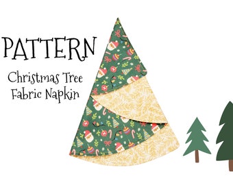 Napkin - Christmas Tree Dinner Napkin PDF PATTERN  - Fabric Napkins - DIY - Sewing Pattern Tutorial - Festive - Seasonal - Winter - Tree