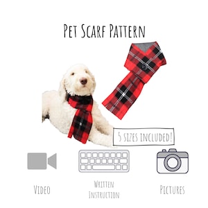 PDF PATTERN/Tutorial Pet Scarf - x5 sizes - Instant Download - PDF - _+ Video Instrucion, Written Instruction (with pictures)